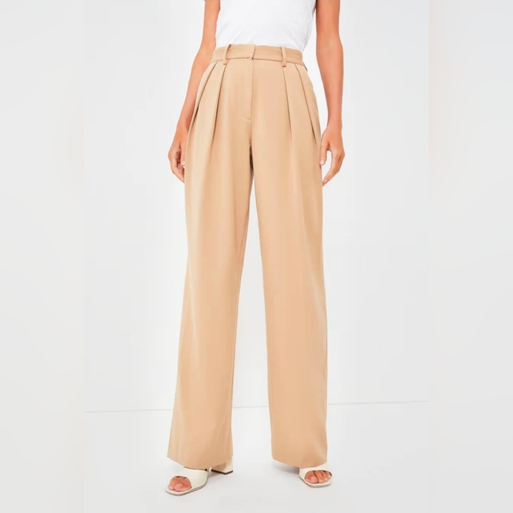 STAUD Tan Wide-leg Trouser Pant, Size 2